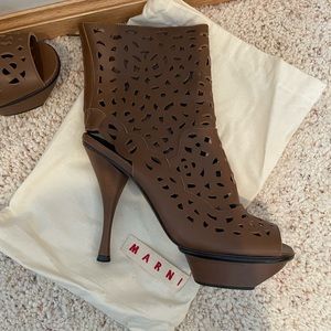 Marni Laser Cut Platform Booties. NEW!